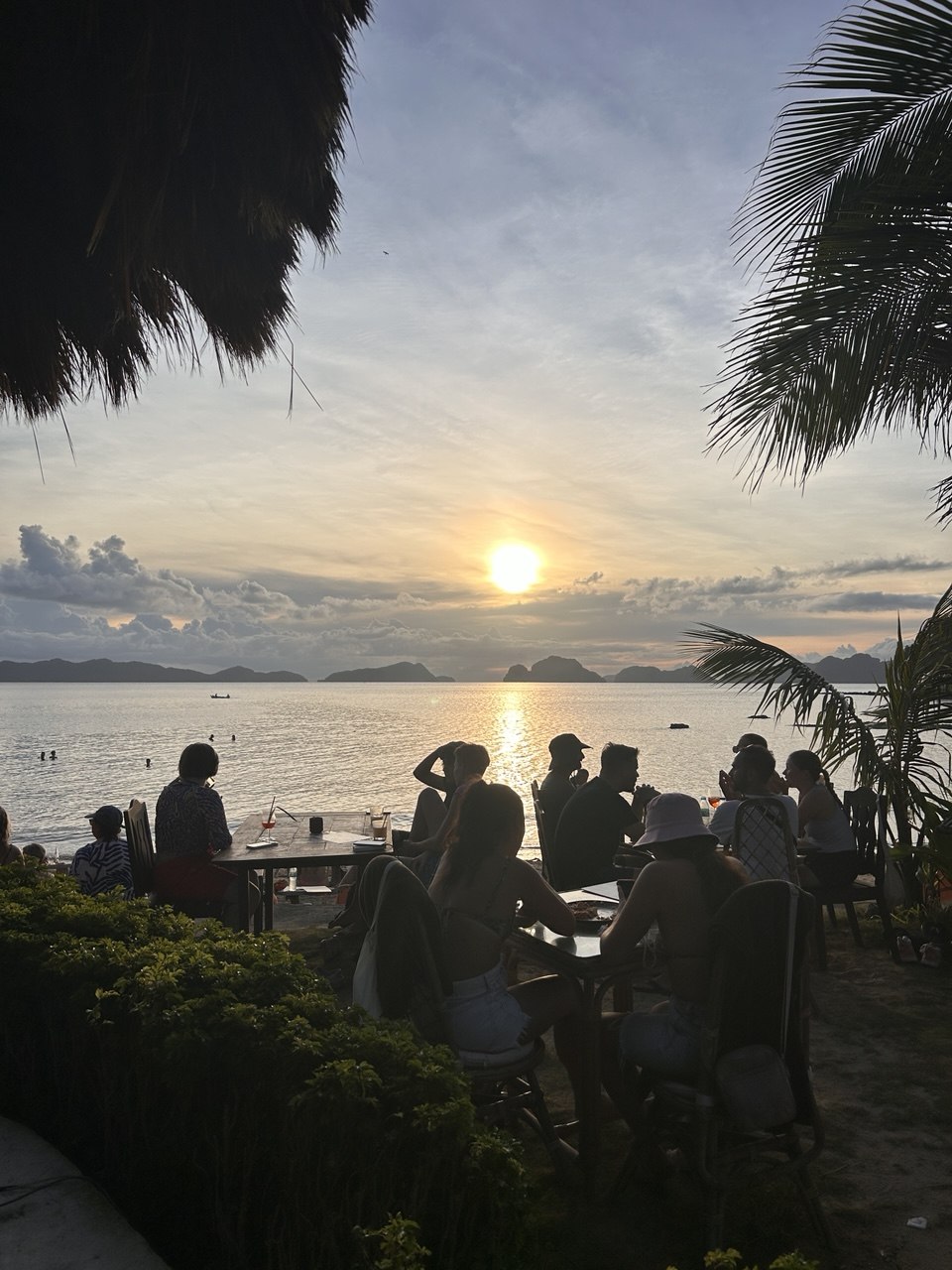 Sunset from Las Cabañas beach, El Nido, Palawan, luxury solo travel Philippines